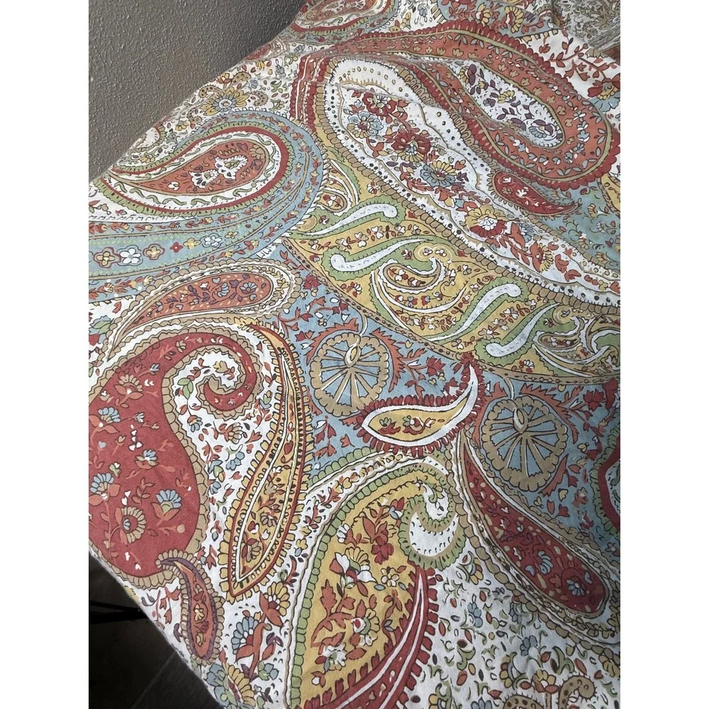 Pottery Barn Paisley Duvet Cover Multi Color Boho Bedding Terracotta Sage Blue
